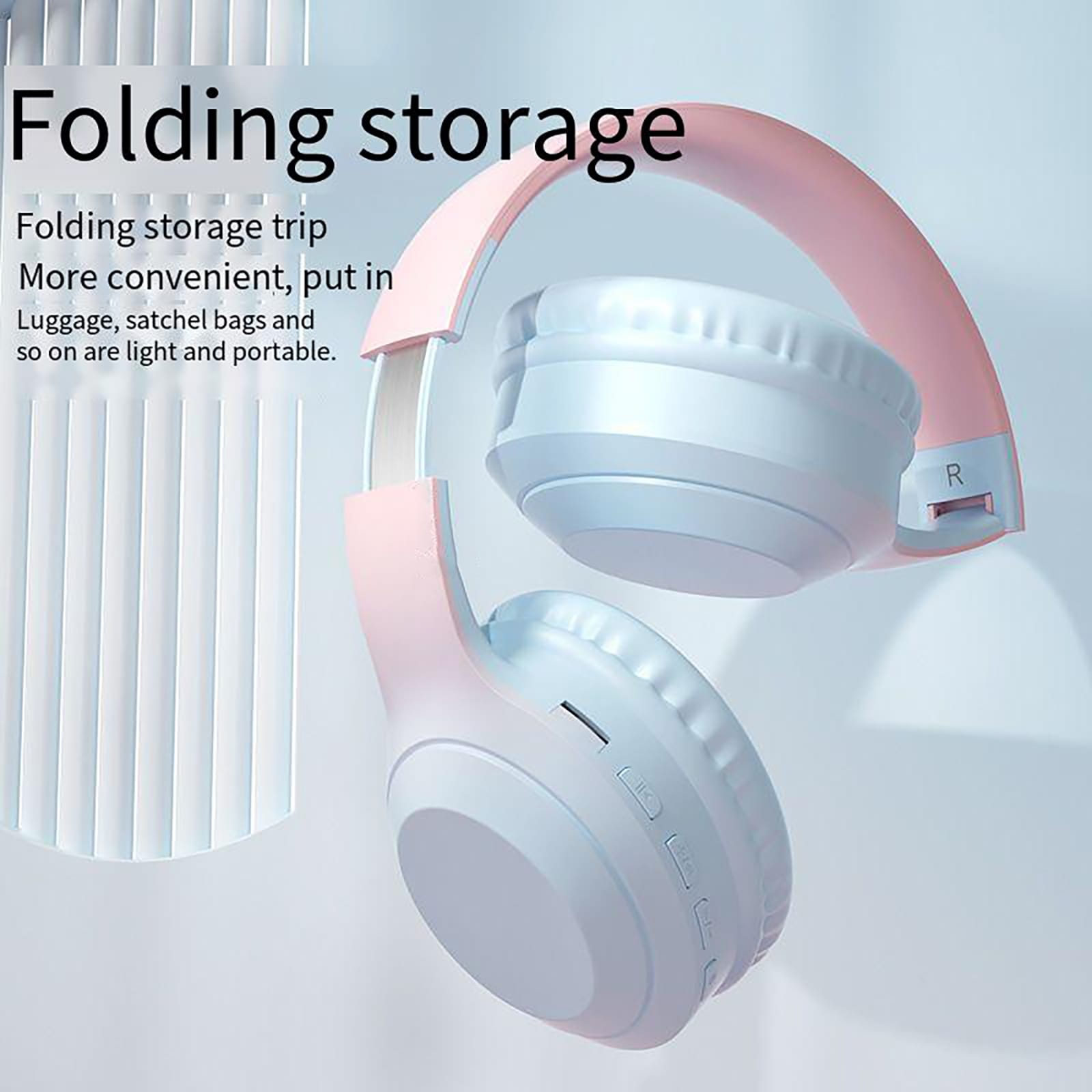 Wireless Headset Stereo Sound Headphones Wireless Calls Gaming Noise Reduction For Computer Game Office Zoom Meeting Gradient powder - Image 3