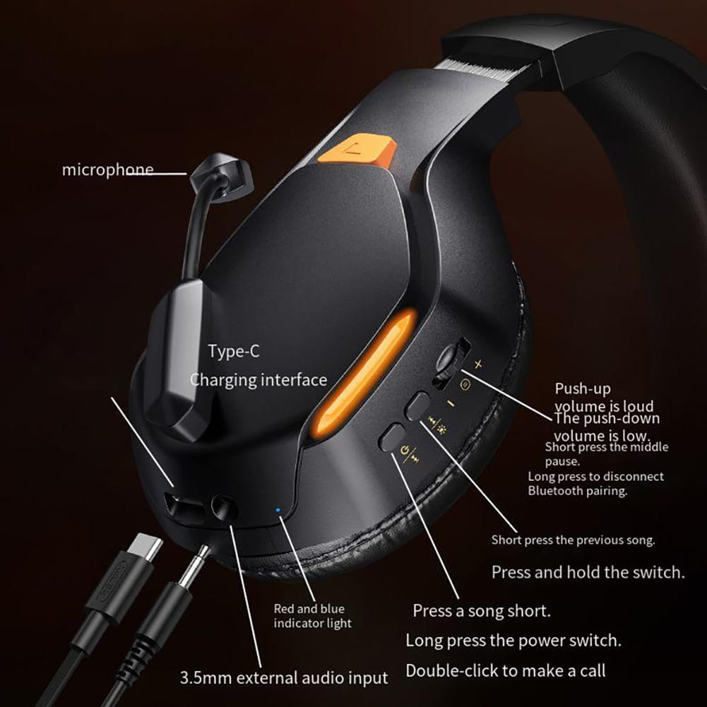 Wireless Headsets Over-Ear Stereo Earphones Longer Playtime Headphones with Flexional Microphone White - Image 2