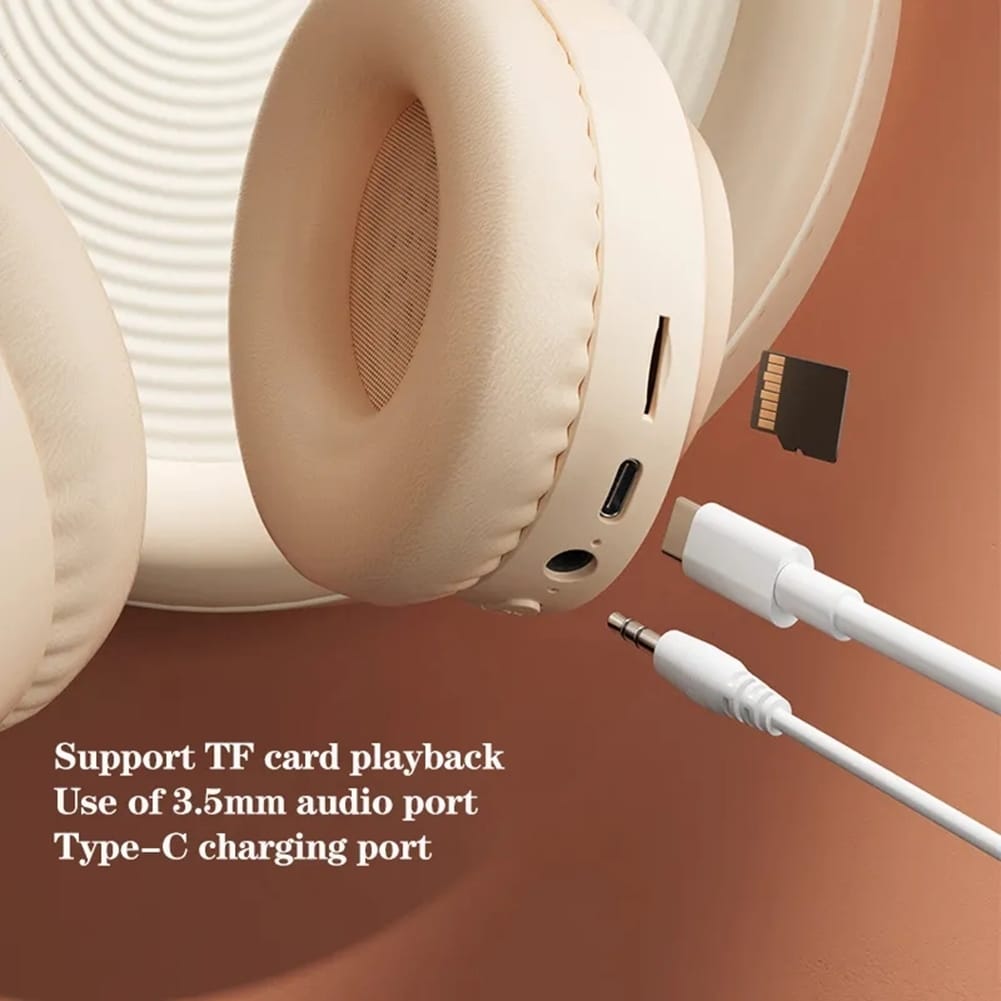 Wireless Headphones Over Ear Stereo Sound Lighting Earphones Foldable Gaming Headset For Laptop PC Computer Mobile Phone Tablet White - Image 7