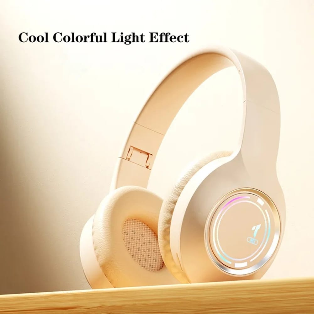Wireless Headphones Over Ear Stereo Sound Lighting Earphones Foldable Gaming Headset For Laptop PC Computer Mobile Phone Tablet black - Image 3