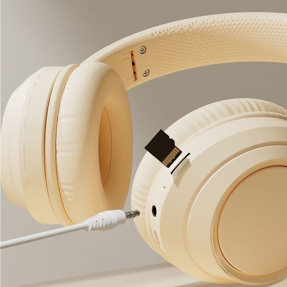 Noise Canceling Headset Stereo Sound Headphones Wireless Folding Gaming Headphones With Built-in Microphone SD Card Slot For Office Trucker yellow - Image 2