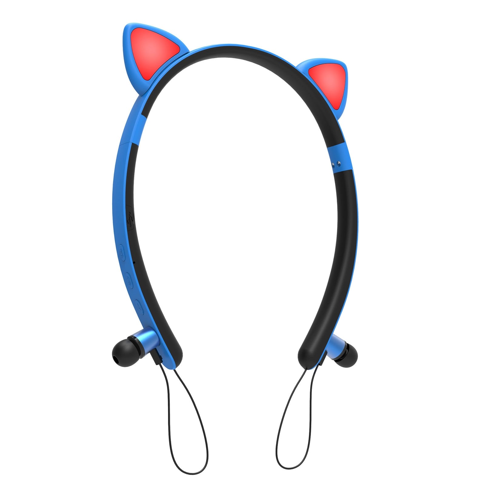 Wireless Earbuds Sweatproof Noise Canceling Earphones Glowing Cartoon Cat Ears Hair Band Headset For Smart Phone Computer Laptop sky blue cat ears glowing