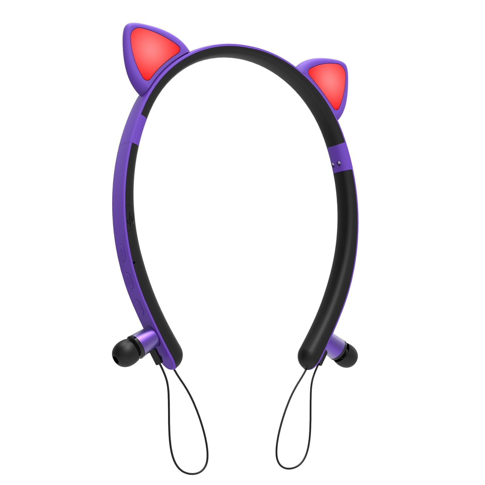Wireless Earbuds Sweatproof Noise Canceling Earphones Glowing Cartoon Cat Ears Hair Band Headset For Smart Phone Computer Laptop purple cat ears glow