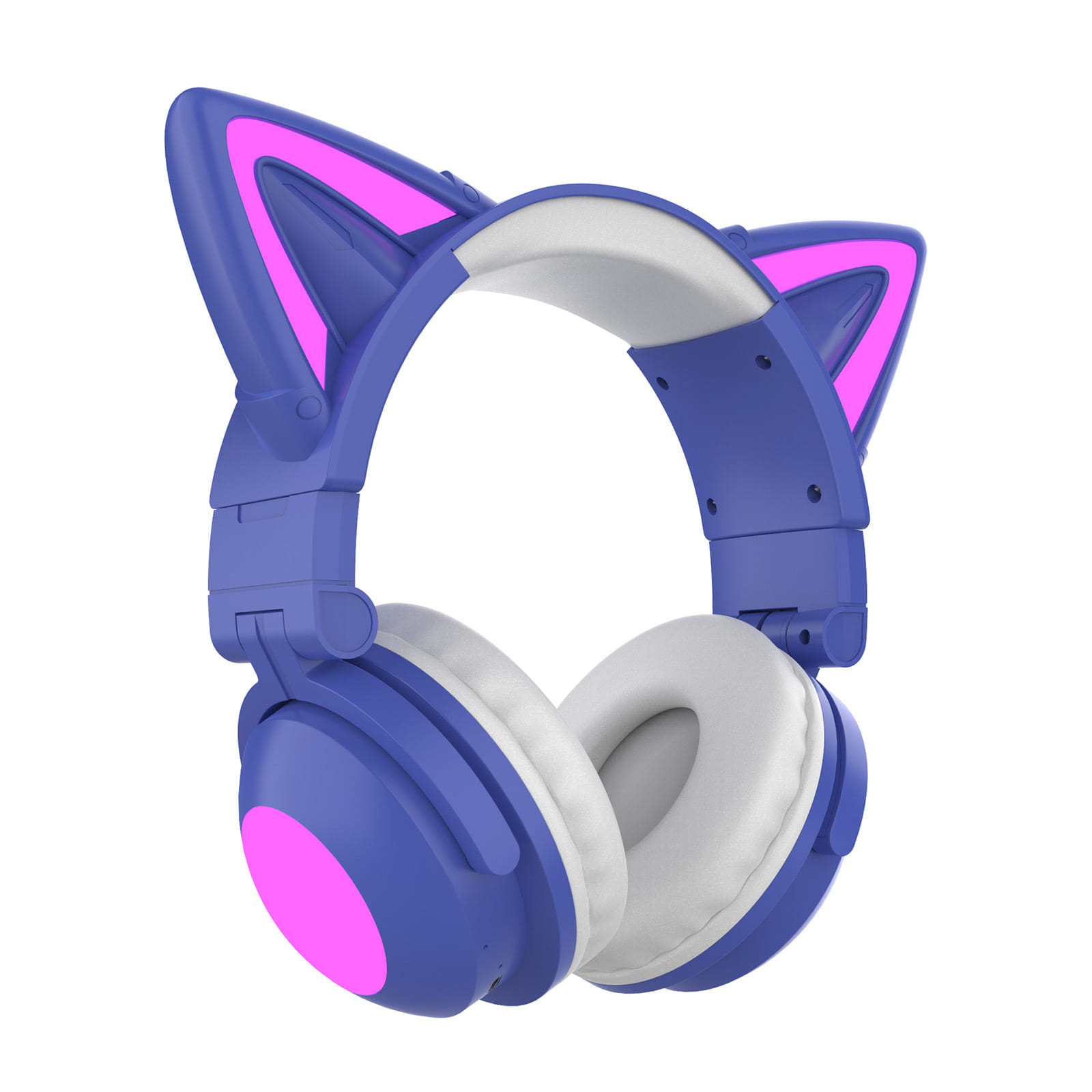 Wireless Cat Ear Headset Noise Canceling Longer Playtime Lighting Headphones over Ear Folding Headphones Purple