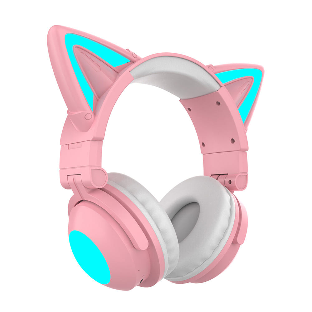 Wireless Cat Ear Headset Noise Canceling Longer Playtime Lighting Headphones over Ear Folding Headphones Purple - Image 2