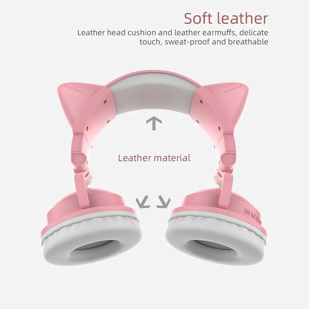 Wireless Cat Ear Headset Noise Canceling Longer Playtime Lighting Headphones over Ear Folding Headphones Purple - Image 7