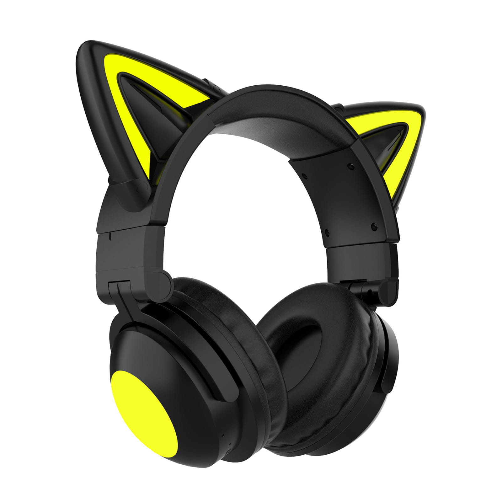 Wireless Cat Ear Headset Noise Canceling Longer Playtime Lighting Headphones over Ear Folding Headphones Black
