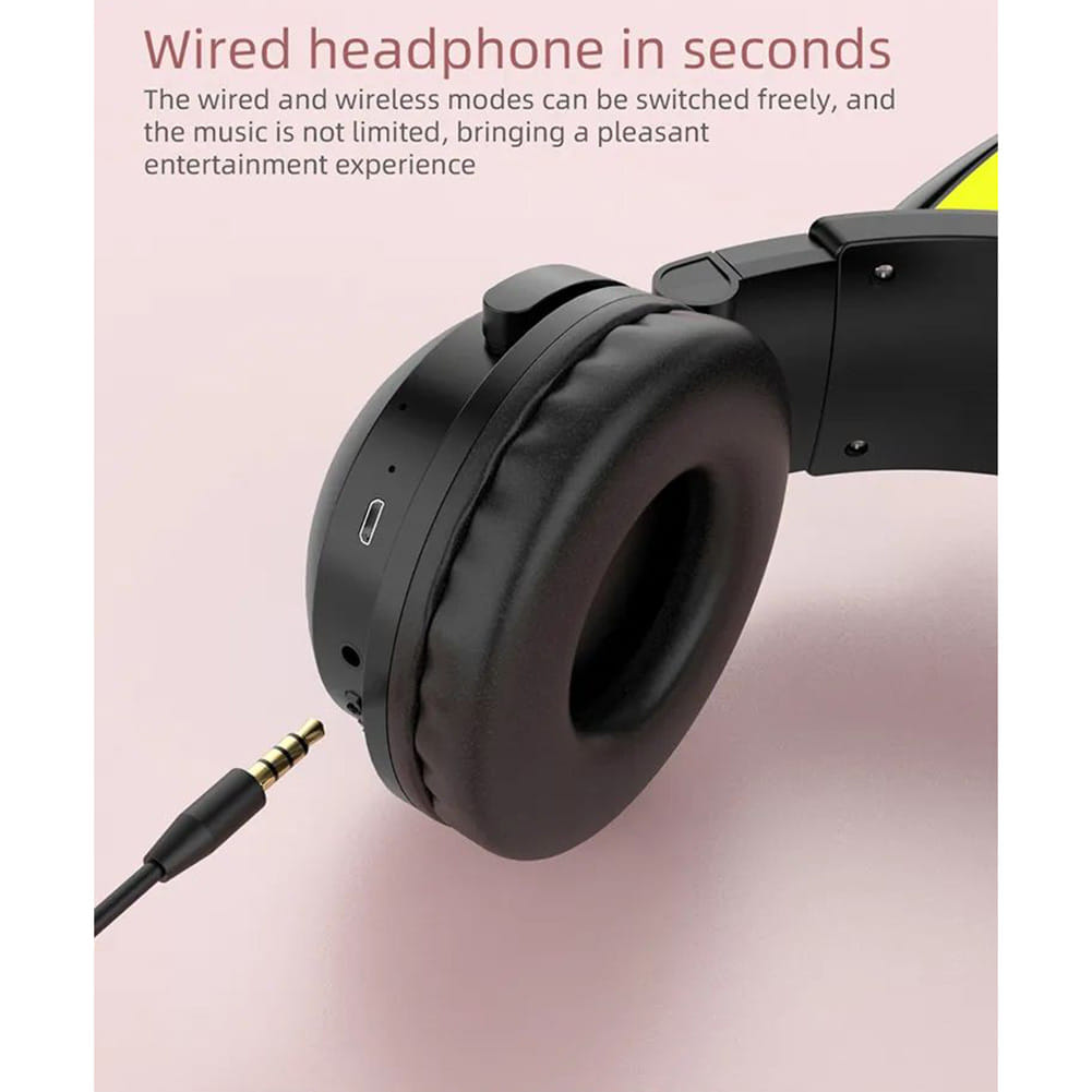 Wireless Cat Ear Headset Noise Canceling Longer Playtime Lighting Headphones over Ear Folding Headphones Black - Image 5