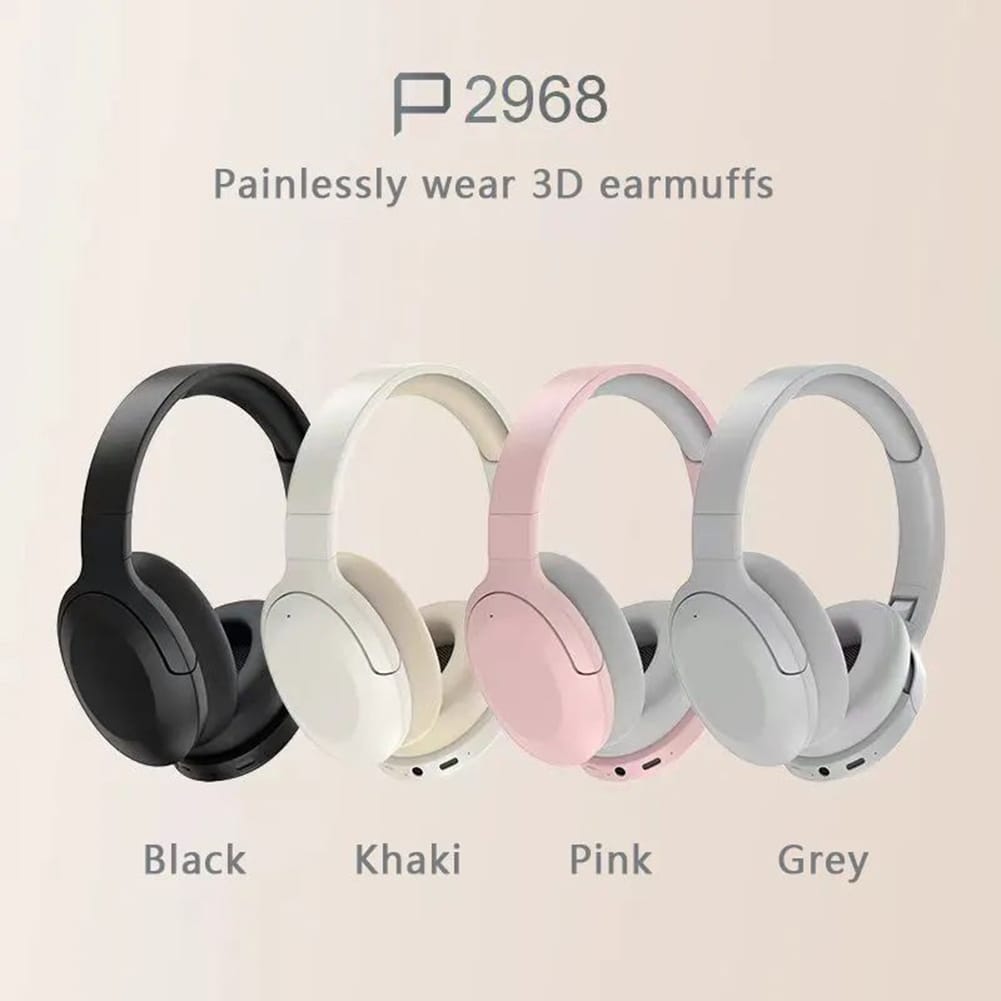 P2968 Wireless Headset Noise Canceling Stereo Headphones Over Ear Folding Earphones For Cell Phone Computer Laptop black - Image 2