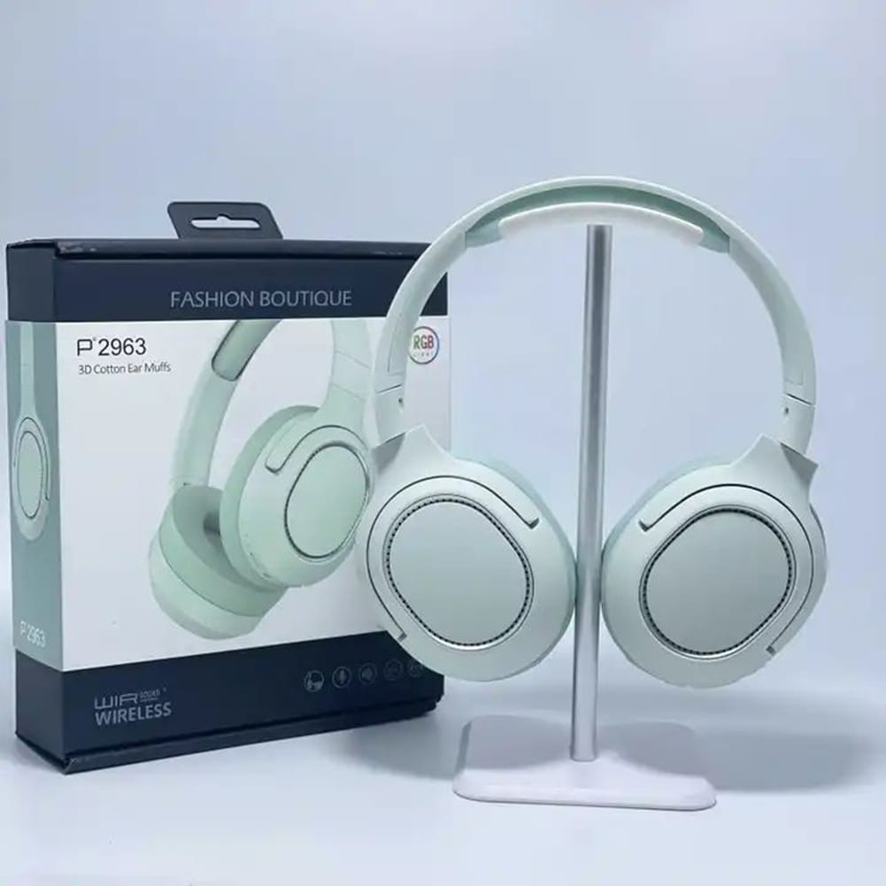 P2963 Wireless Headset Lighting Noise Reduction Over-Ear Stereo Earphones For Computer Game Office Zoom Meeting pink - Image 2