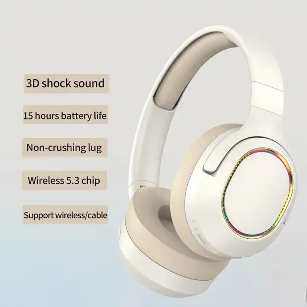 P2963 Wireless Headset Lighting Noise Reduction Over-Ear Stereo Earphones For Computer Game Office Zoom Meeting pink - Image 6
