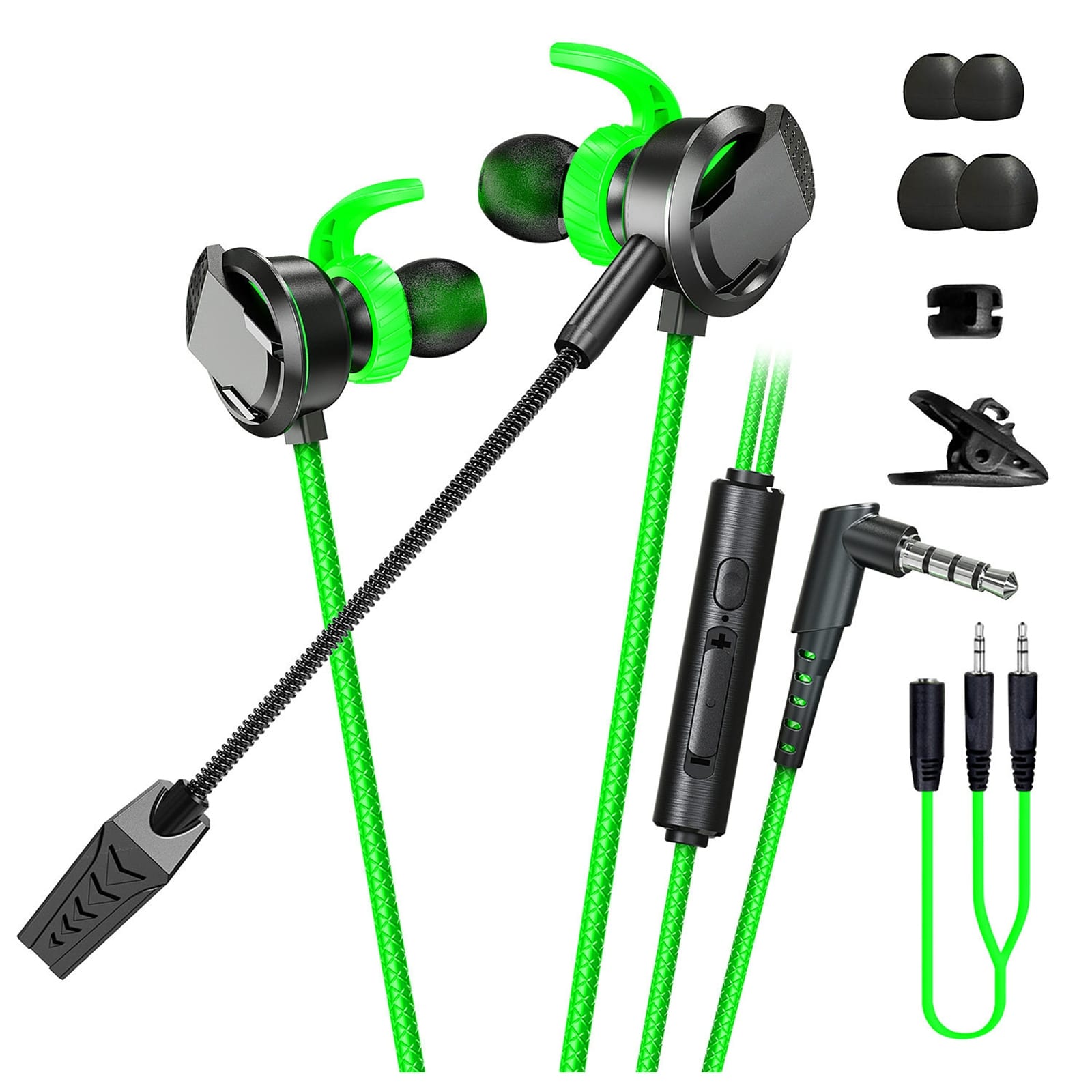 RX3 Pro Wired Earbuds In-Ear Headphones L-Shaped 3.5MM Jack Design Noise Isolating High Sound Earphones For School Students Women Men Green (3.5mm plug)
