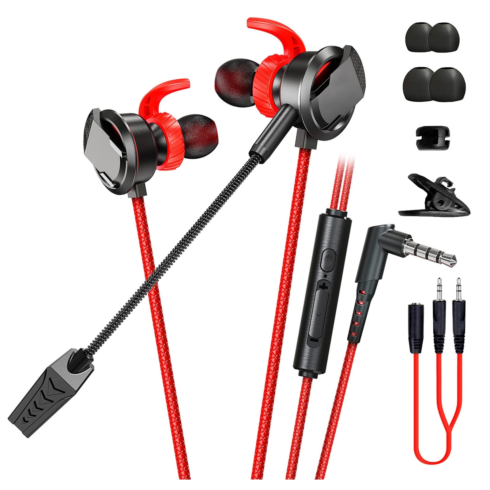 RX3 Pro Wired Earbuds In-Ear Headphones L-Shaped 3.5MM Jack Design Noise Isolating High Sound Earphones For School Students Women Men Red (3.5mm plug)