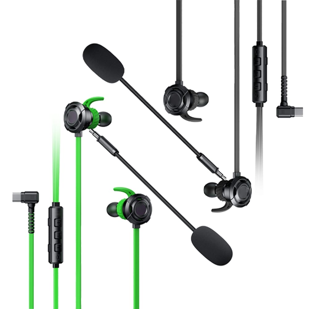 M76 Wired Headphones L-Shaped Type C Jack Stereo Sound Noise Isolating Wired Gaming Earbuds Green - Image 4