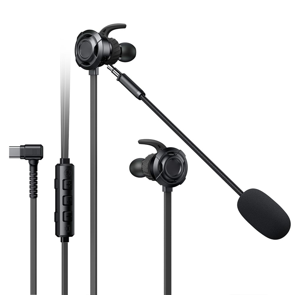 M76 Wired Headphones L-Shaped Type C Jack Stereo Sound Noise Isolating Wired Gaming Earbuds Black - Image 3