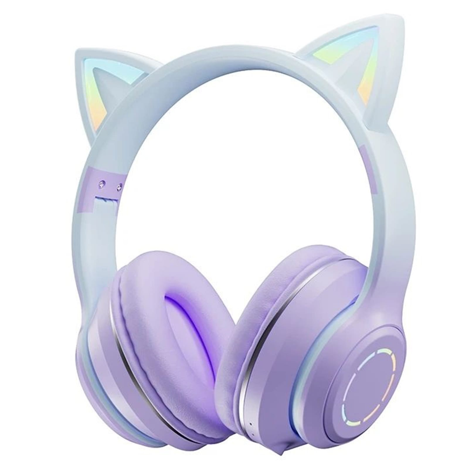 Gradient Cat Ears Noise Canceling Headset Stereo Sound Headphones Wireless Headphones With Built-in Microphone For Home Gaming Purple