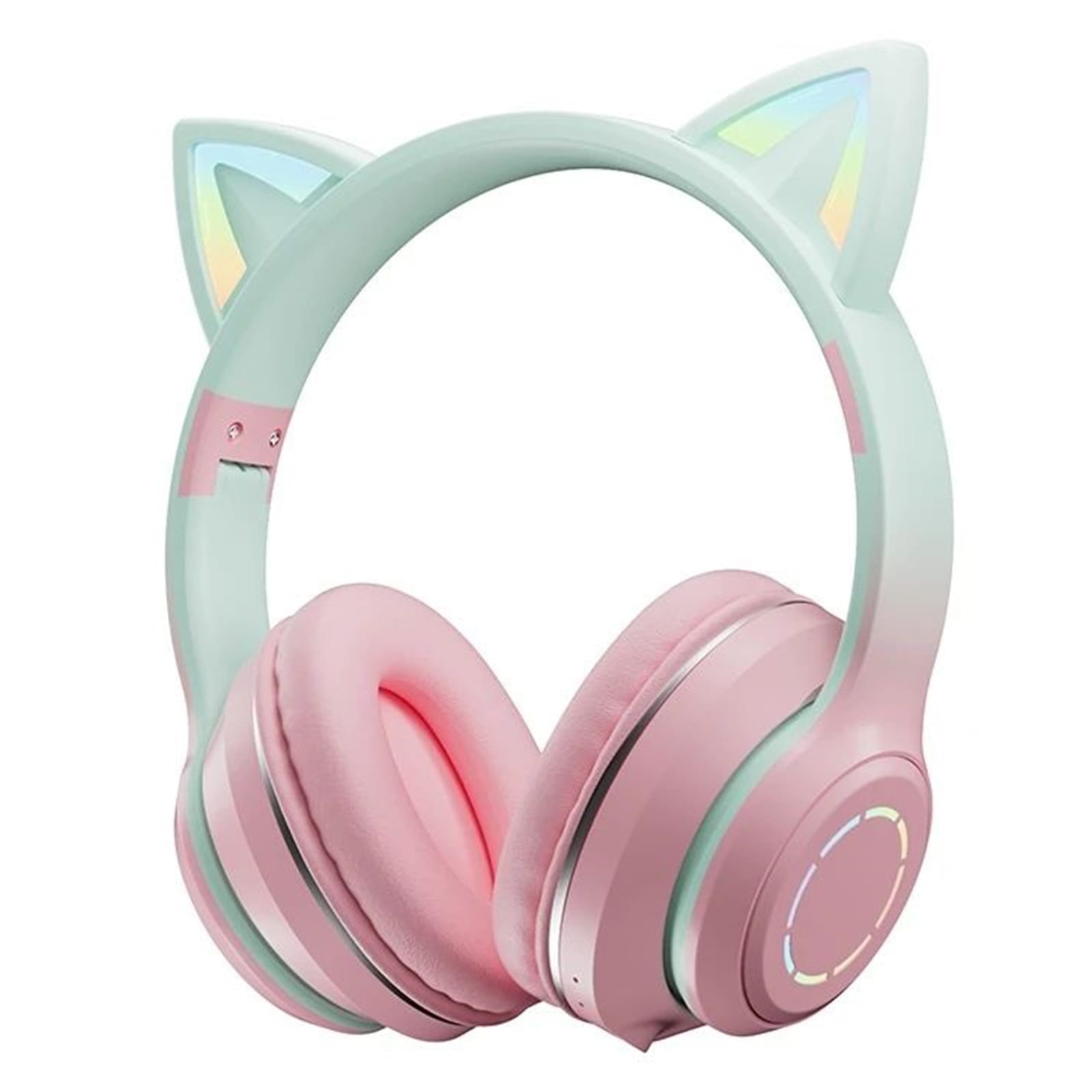 Gradient Cat Ears Noise Canceling Headset Stereo Sound Headphones Wireless Headphones With Built-in Microphone For Home Gaming pink