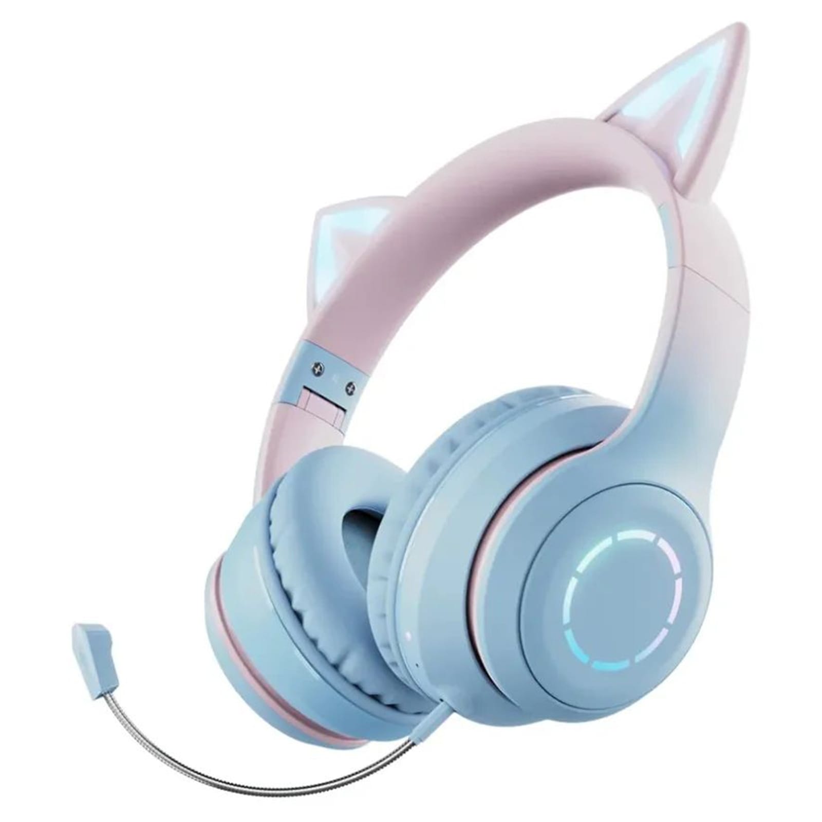 Gradient Cat Ears Noise Canceling Headset Stereo Sound Headphones Wireless Headphones With Built-in Microphone For Home Gaming purple + microphone - Image 7