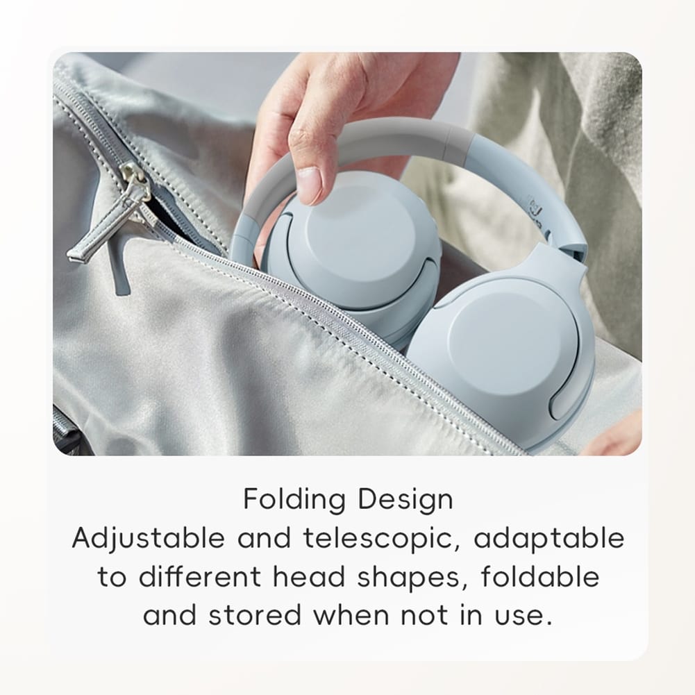 SPACEO3 Wireless Headset over Ear Computer Headphones Anc Noise Canceling Headset Beige - Image 6