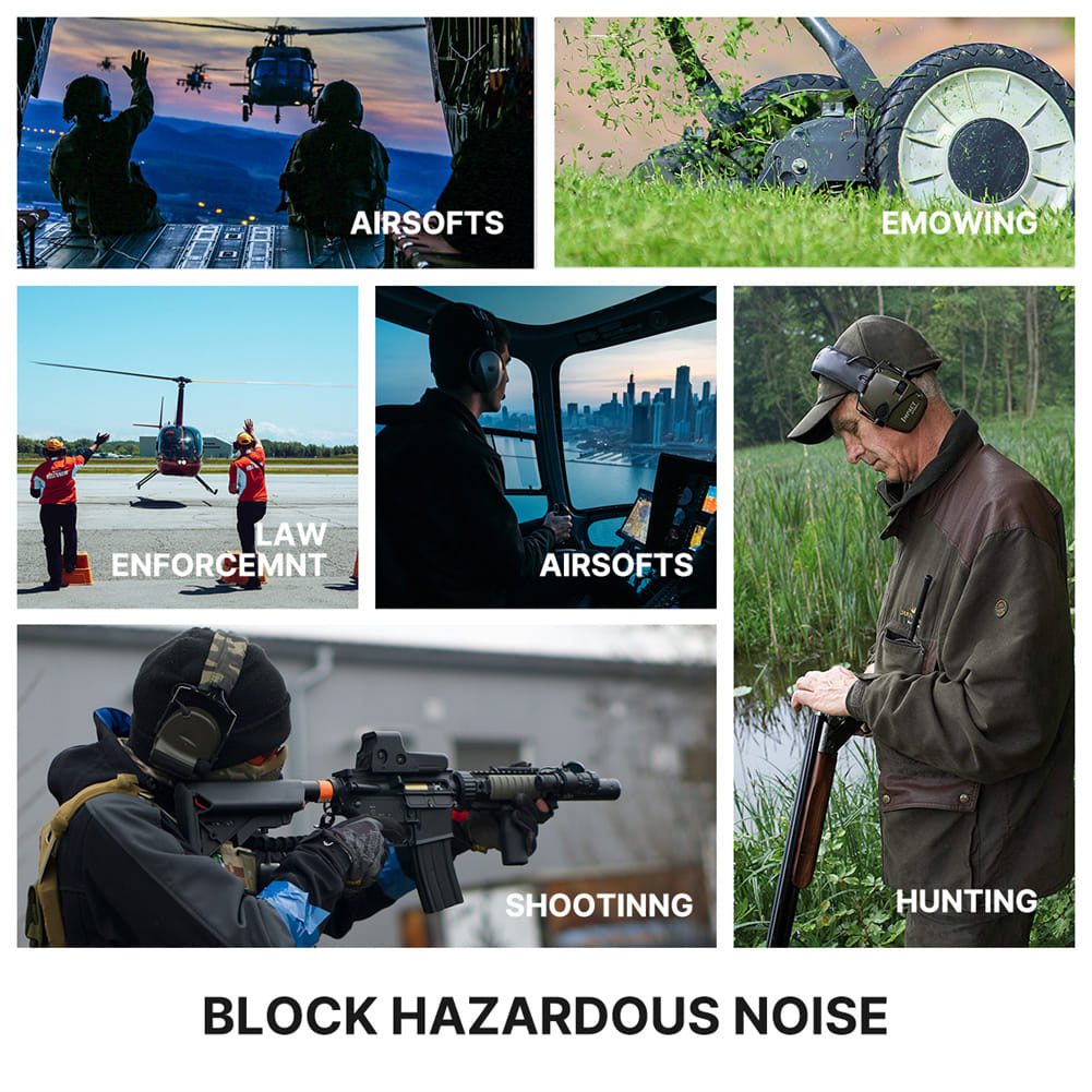 Electronic Ear Protection Safety Earmuffs NRR 22dB Noise Reduction Headphones Lightweight Hearing Protection Earmuffs Black - Image 3
