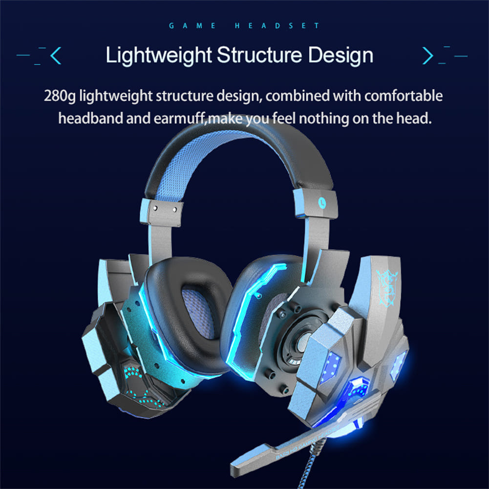 SY830MV Wired Headsets Over-Ear Stereo Earphones Cool Lighting Gaming Headset for Smart Phones Computer Laptop Tablet Black Red - Image 4