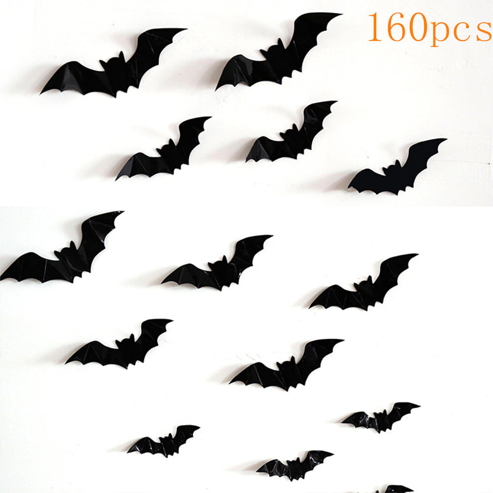 US CYNDIE 80PCS 3d Bats Wall Stickers 4 Sizes Halloween Decorative Decals Wallpaper - Image 2