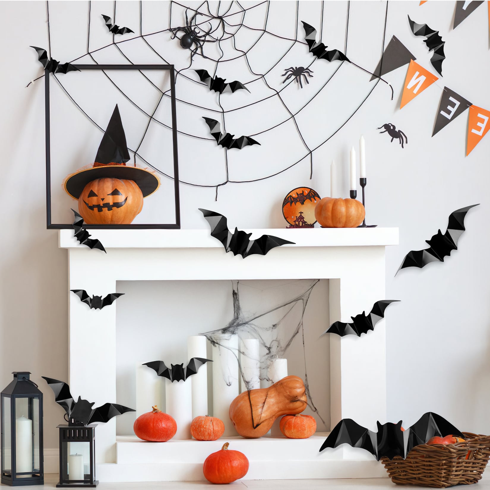 US CYNDIE 80PCS 3d Bats Wall Stickers 4 Sizes Halloween Decorative Decals Wallpaper - Image 7