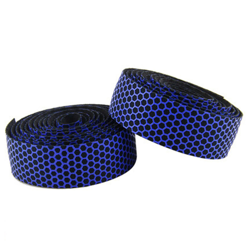 Soft Bicycle Handlebar Tape Shockproof Elastic Road Bike PVC Tape Strap +2 Bar Plug blue
