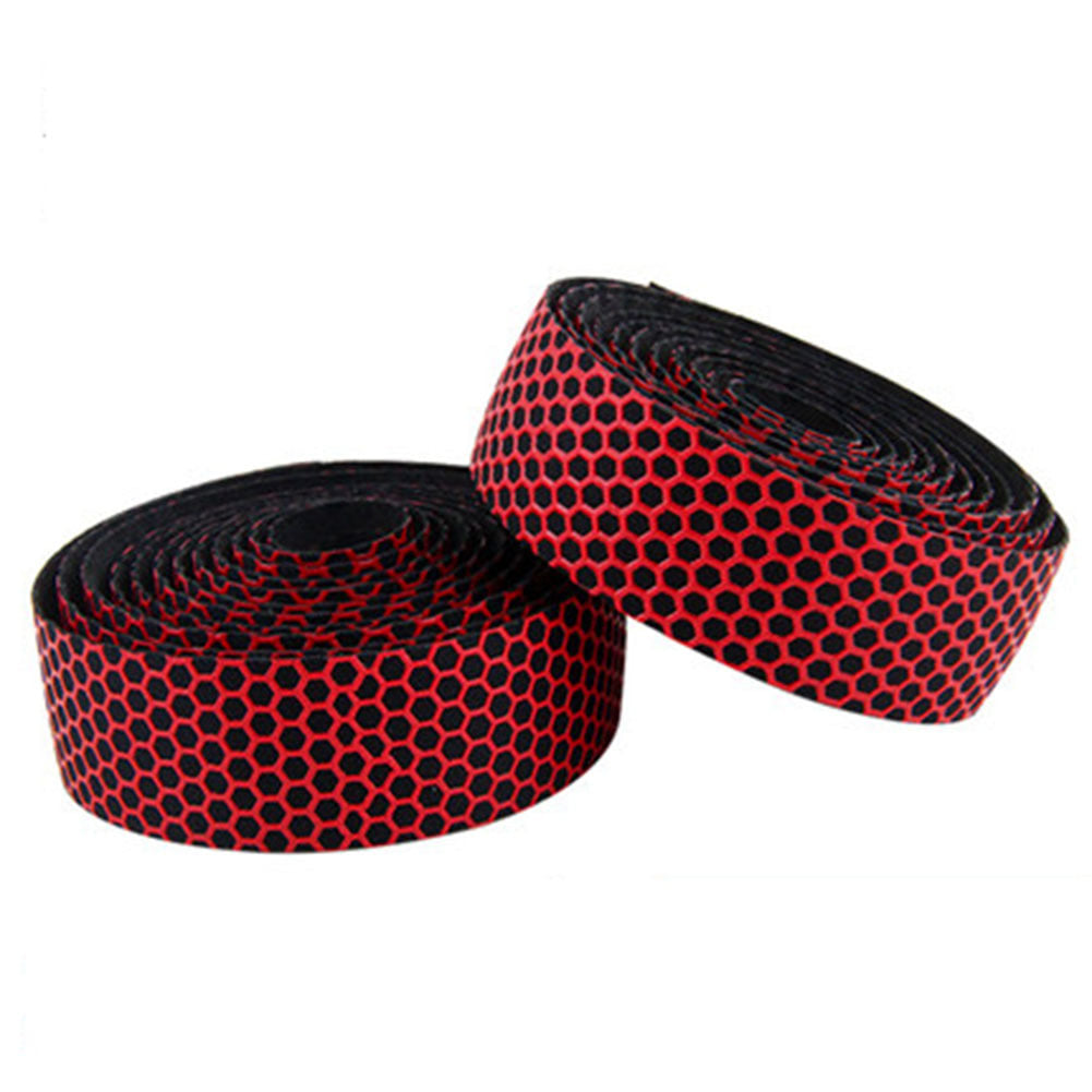 Soft Bicycle Handlebar Tape Shockproof Elastic Road Bike PVC Tape Strap +2 Bar Plug red
