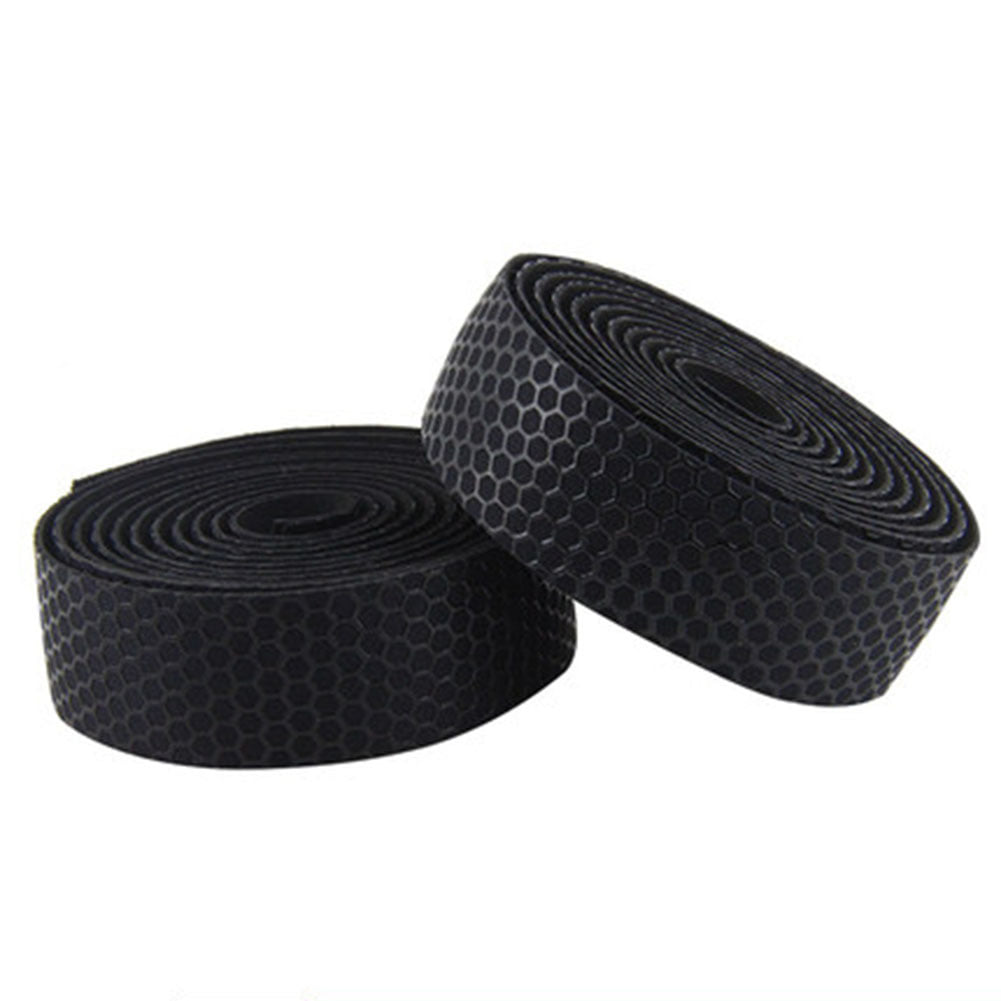 Soft Bicycle Handlebar Tape Shockproof Elastic Road Bike PVC Tape Strap +2 Bar Plug black