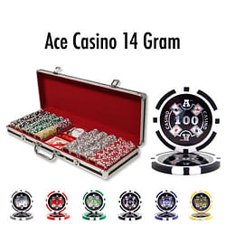 Category: Dropship Hobbies, SKU #CSAC-500BC, Title: 500 Ct - Custom - Ace Casino 14 Gram - Black Aluminum