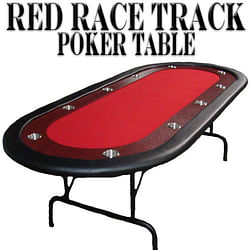 Category: Dropship Poker / Casino Supplies, SKU #GTAB-002, Title: Red Felt Poker Table With Dark Wooden Race Track 84