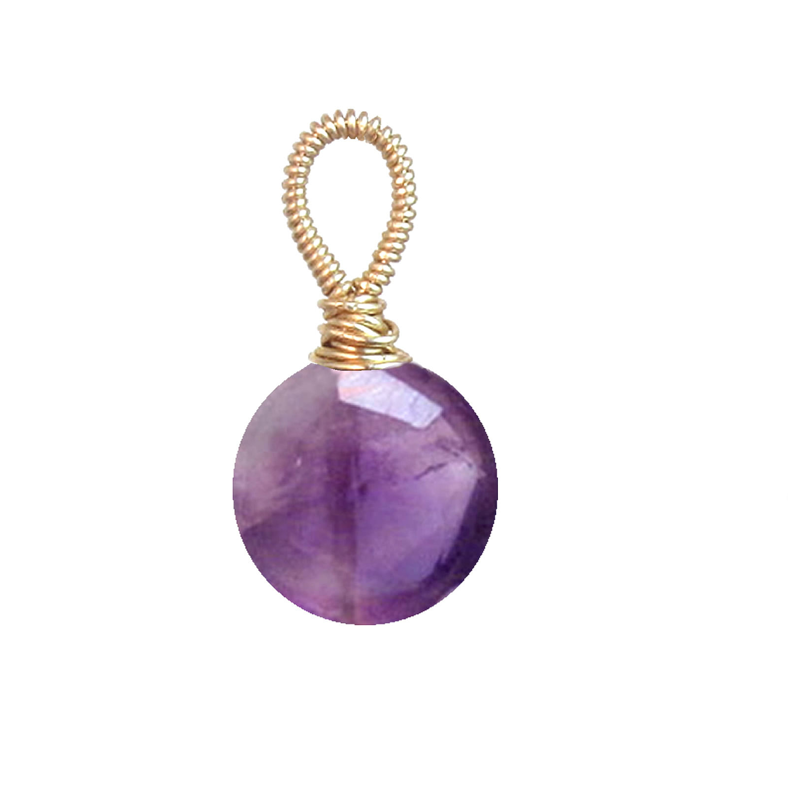 14k Gold-filled Wire Wrapped Round Amethyst Pendant