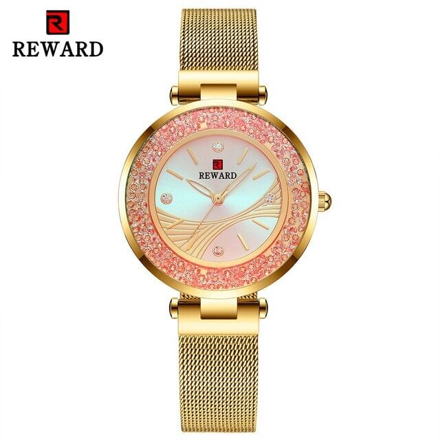 Luxury Gold Women's Watches 2021 Japen Quartz Movement Diamo