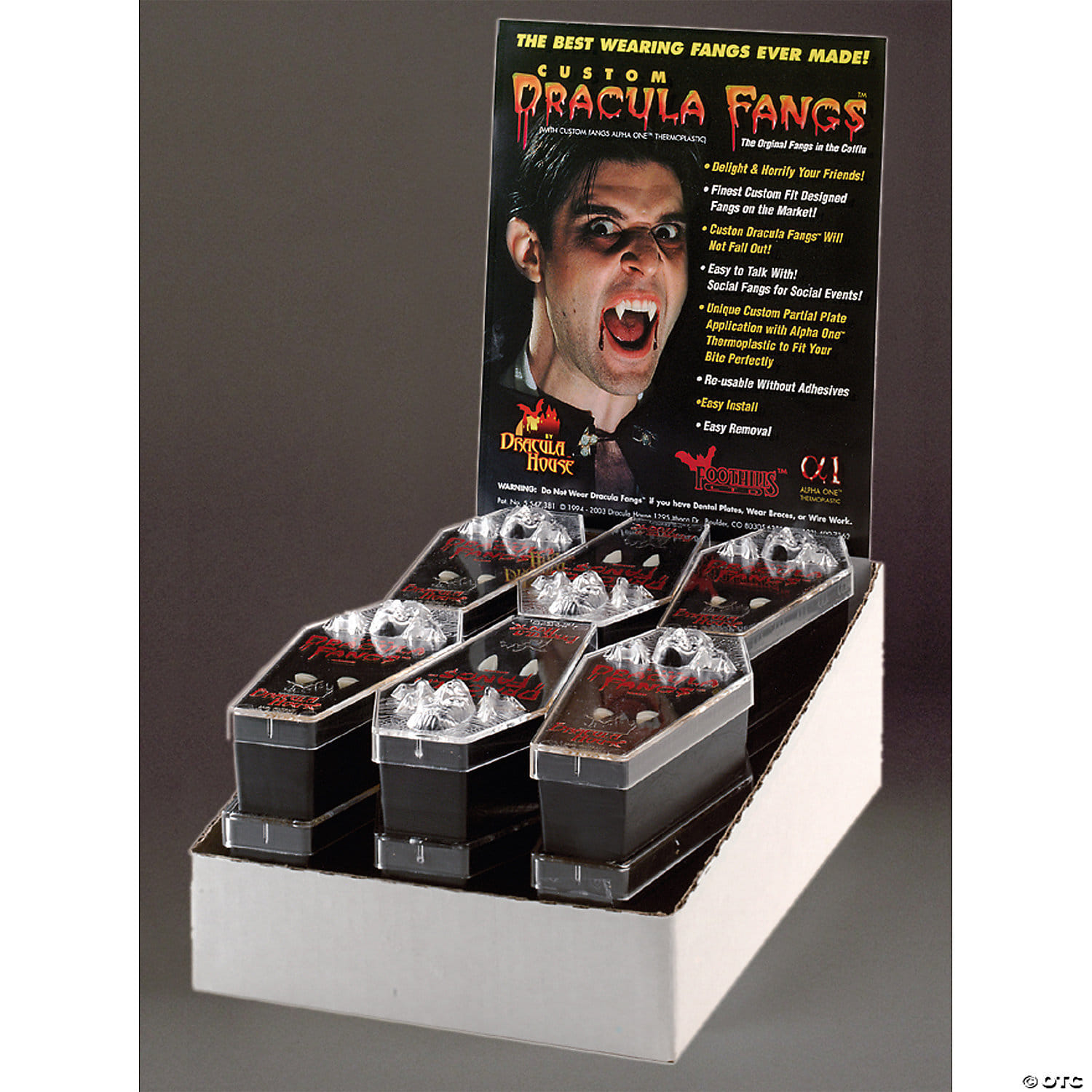 Dracula fangs display/12 pcs lg