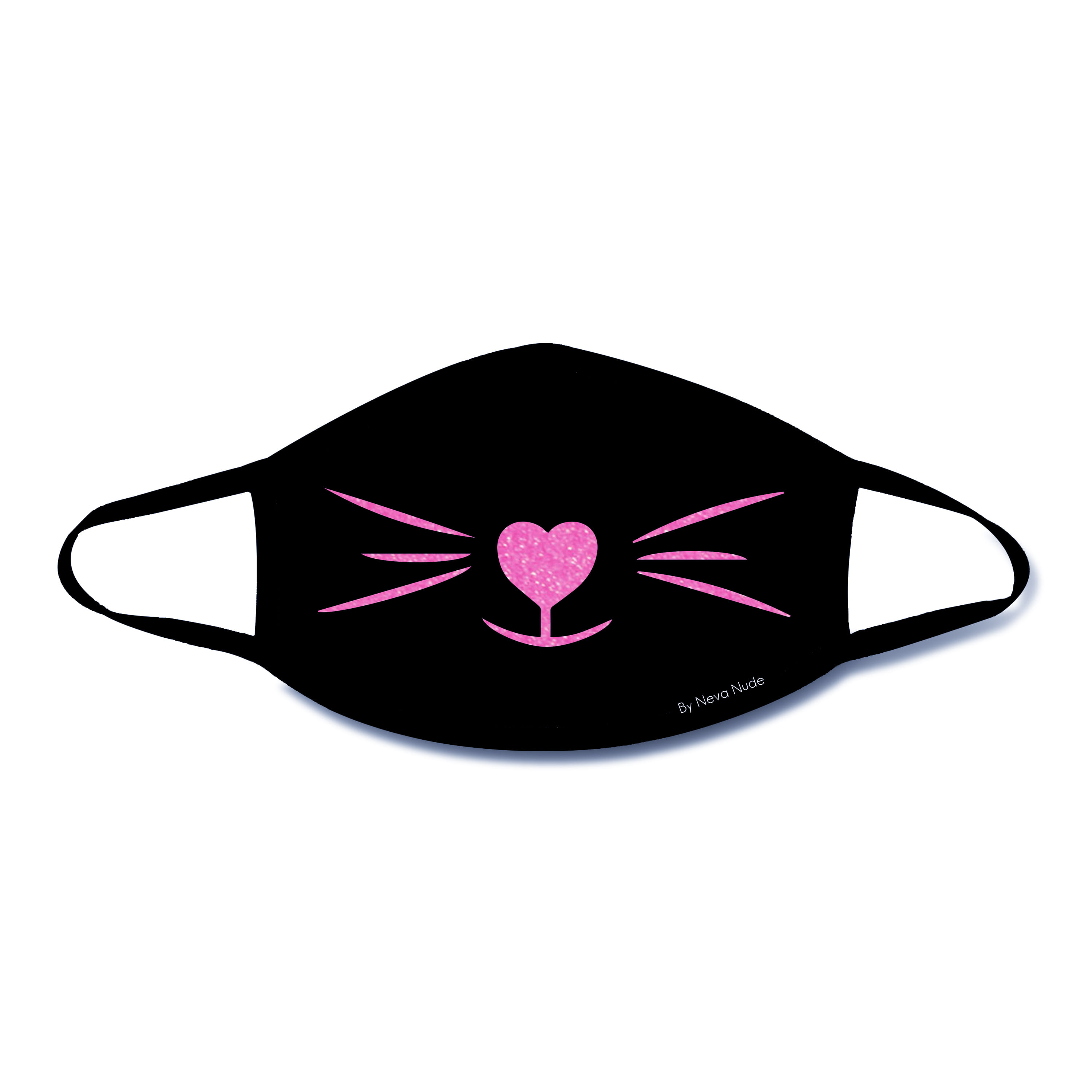 MeowZa Pink Glitter Kitty Face Mask Black Trim