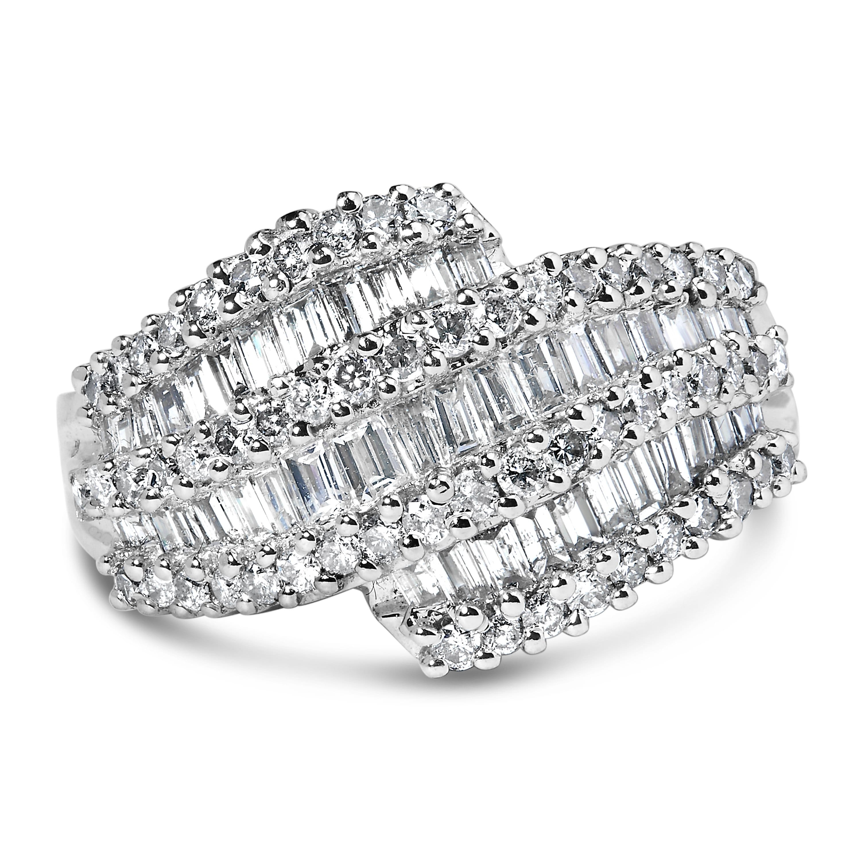 14K White Gold Diamond Cocktail Ring Band (1 3/4 Cttw, H-I Color, SI2-I1 Clarity) - Size 6-1/2