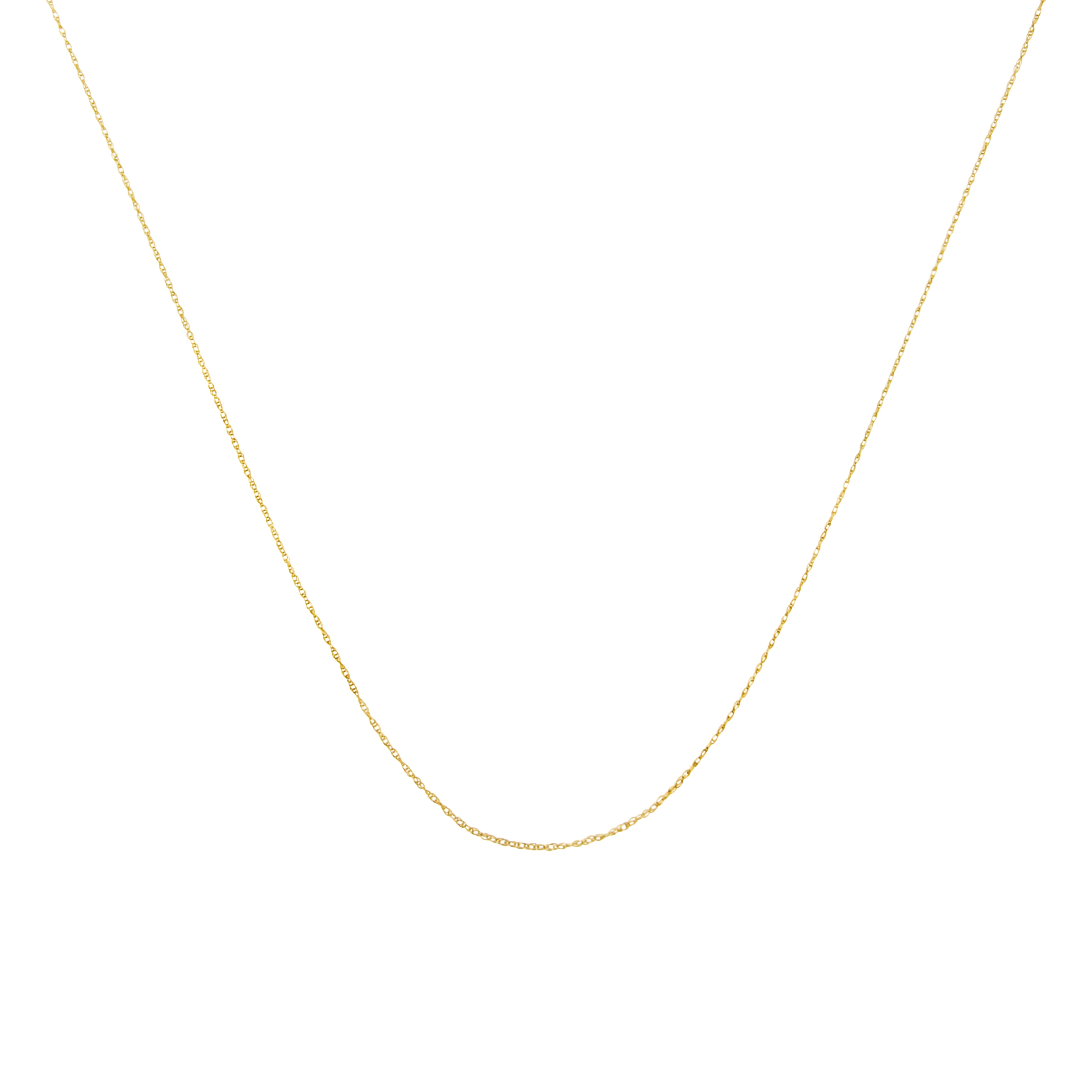 Solid 10K Yellow Gold 0.5mm slim and Dainty Rope Chain Necklace. Unisex Chain - Size 16" Inches