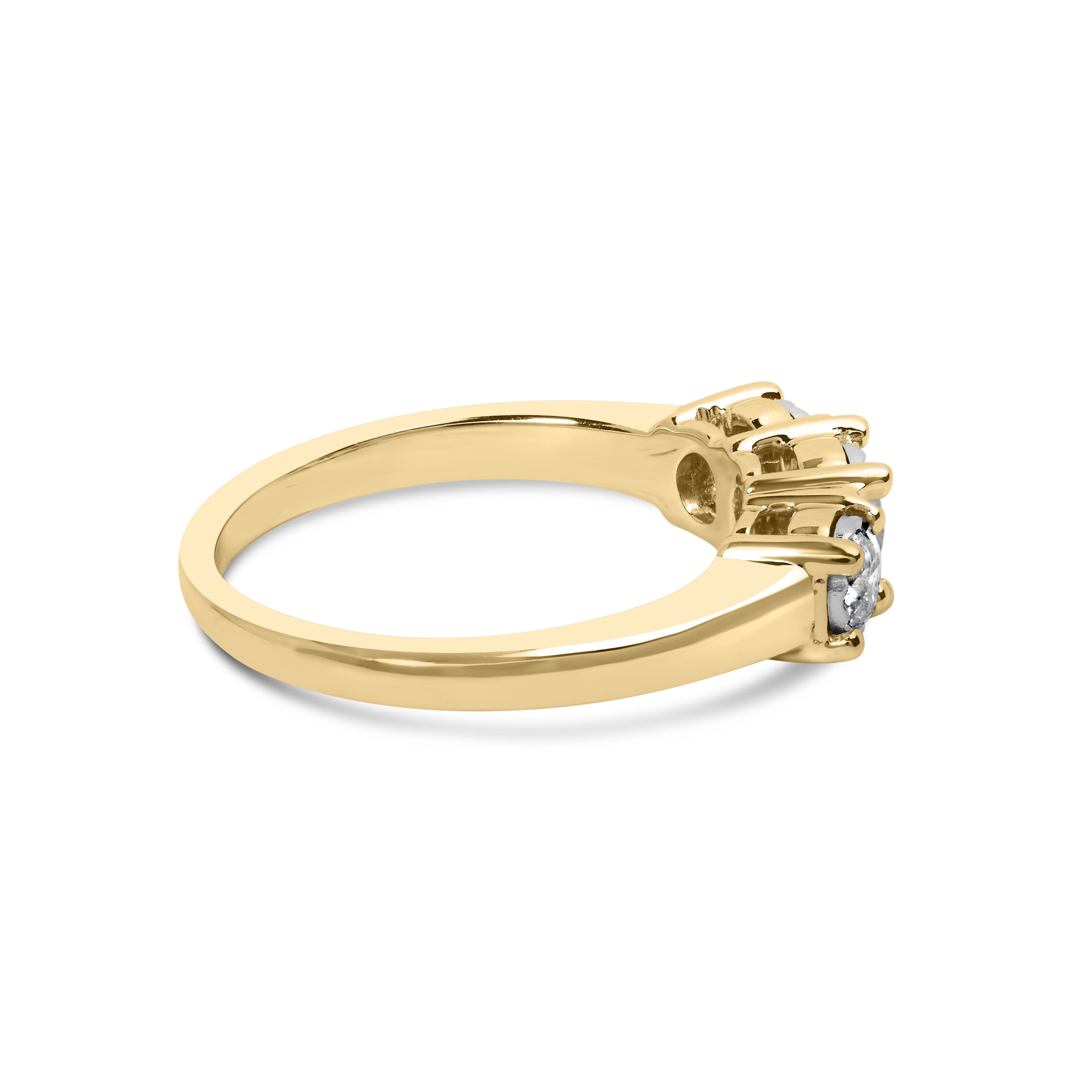 10K Yellow Gold 1/2 Cttw Miracle Set Round Diamond Three Stone Illusion Plate Ring (I-J Color, I2-I3 Clarity) - Size 7 - Image 2