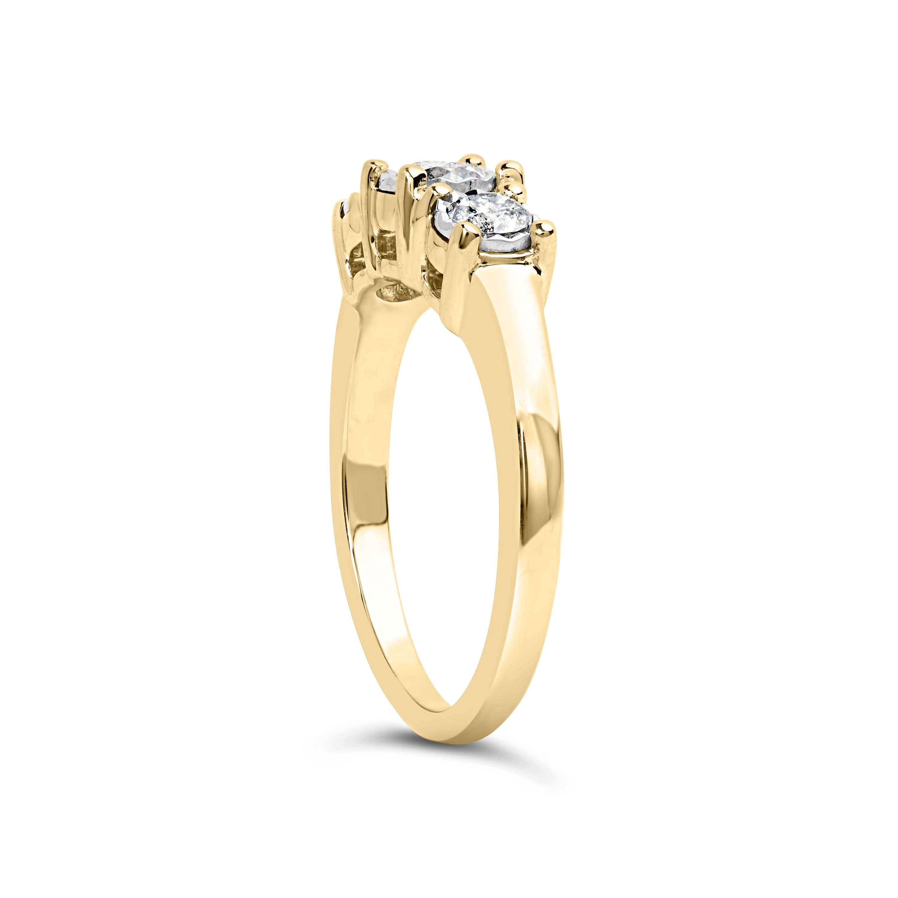 10K Yellow Gold 1/2 Cttw Miracle Set Round Diamond Three Stone Illusion Plate Ring (I-J Color, I2-I3 Clarity) - Size 7 - Image 4