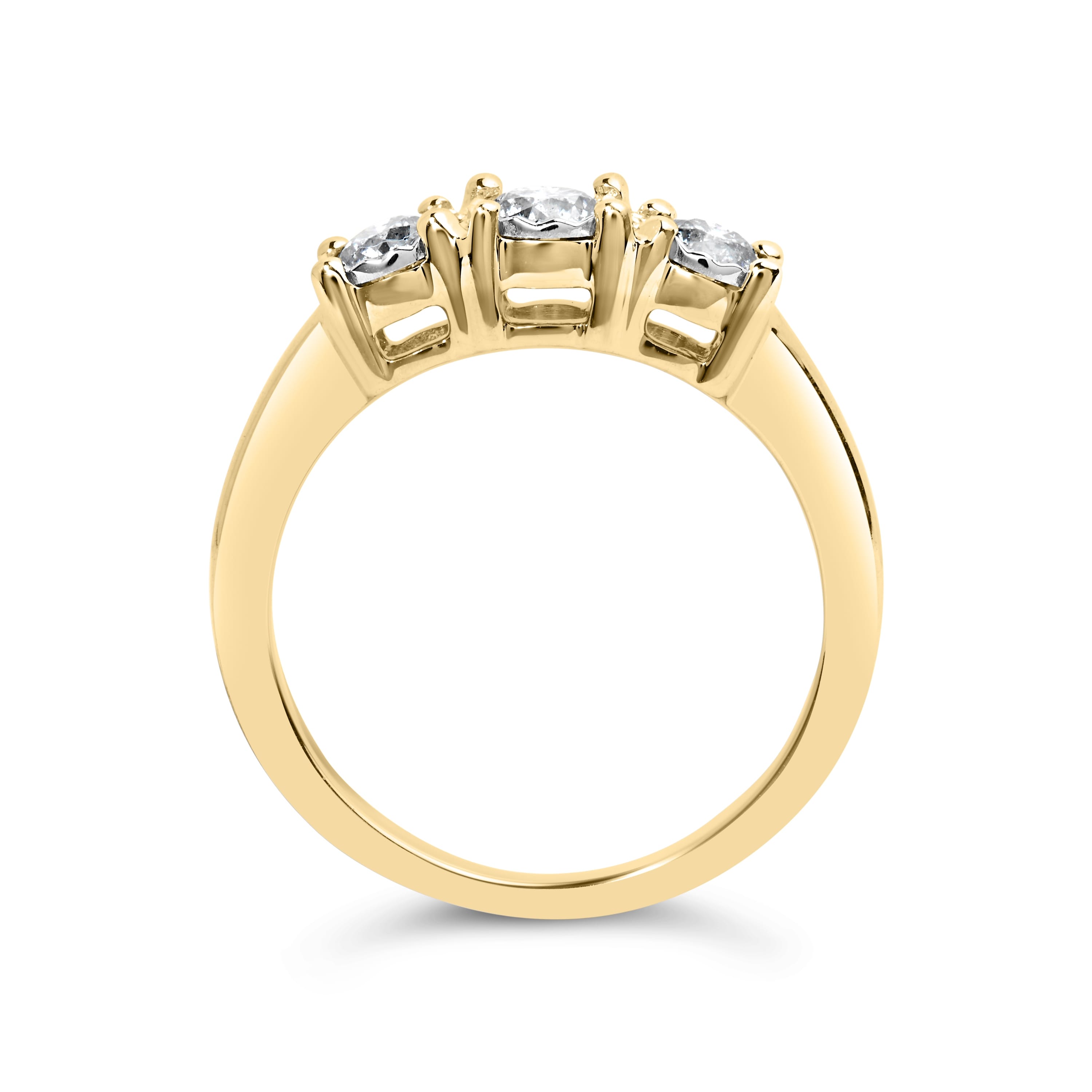 10K Yellow Gold 1/2 Cttw Miracle Set Round Diamond Three Stone Illusion Plate Ring (I-J Color, I2-I3 Clarity) - Size 7 - Image 5