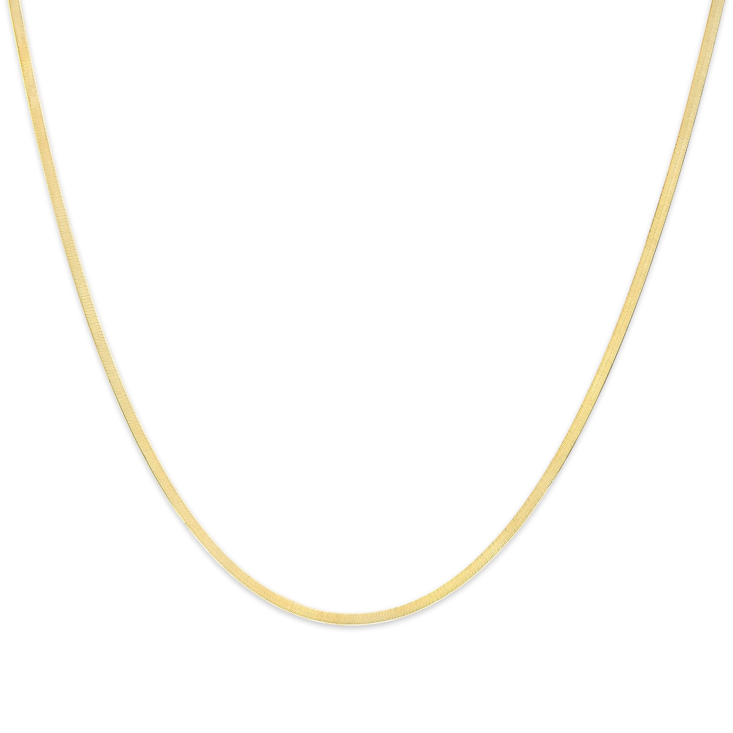 Unisex Solid 14K Yellow Gold 2.8mm Imperial Herringbone Chain Necklace - 18" Inches