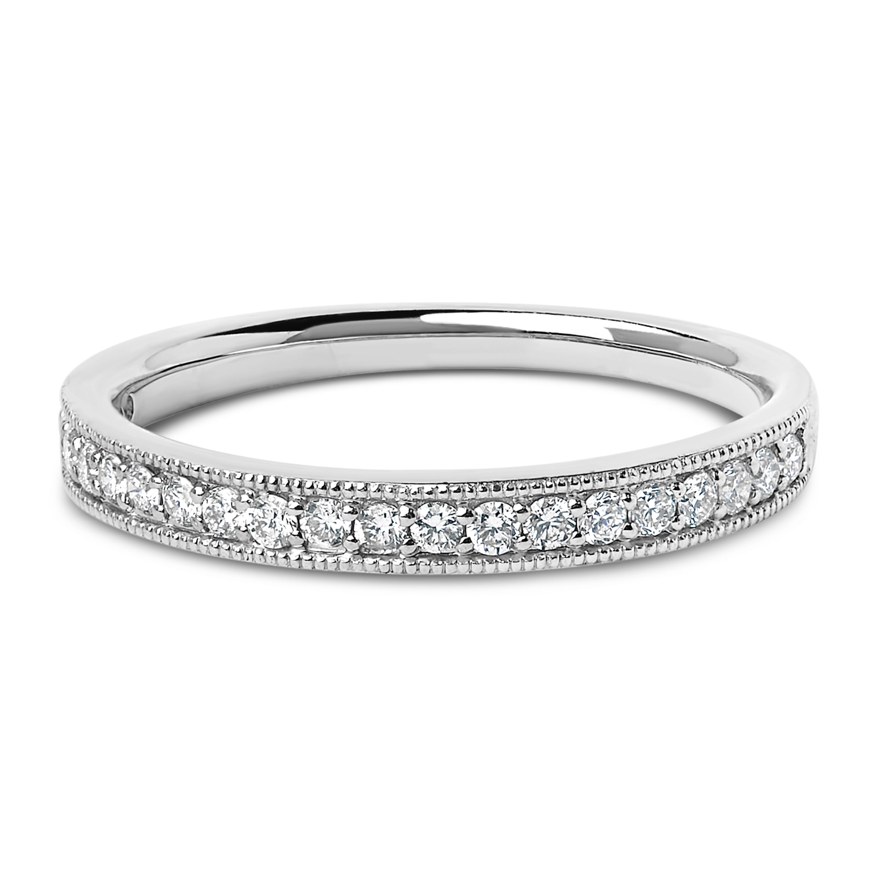14K White Gold 1/4 Cttw Round Diamond Milgrain Wedding Band (I-J Color, SI2-I1 Clarity) - Size 7