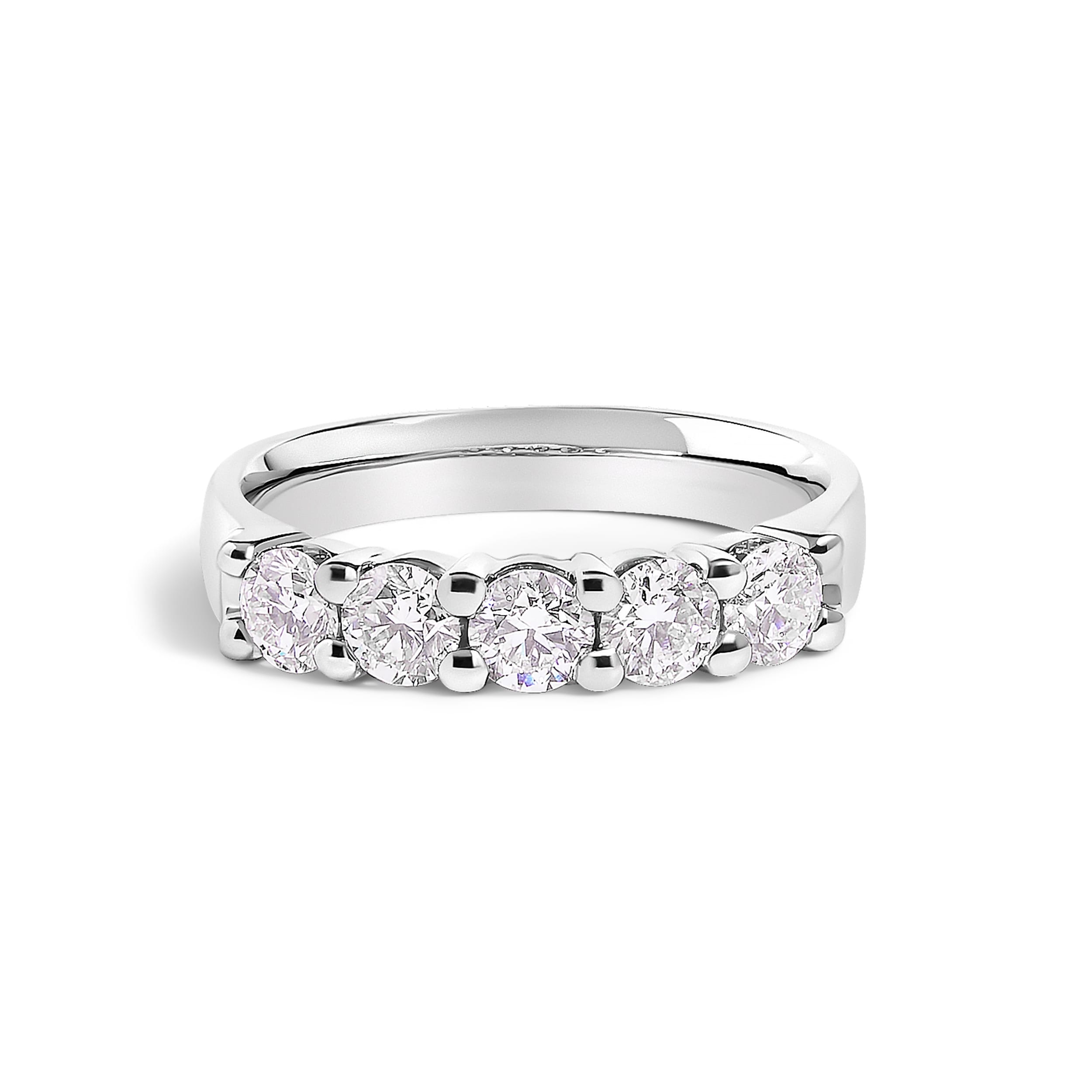 14K White Gold 1.00 Cttw Diamond 5 Stone Band Ring