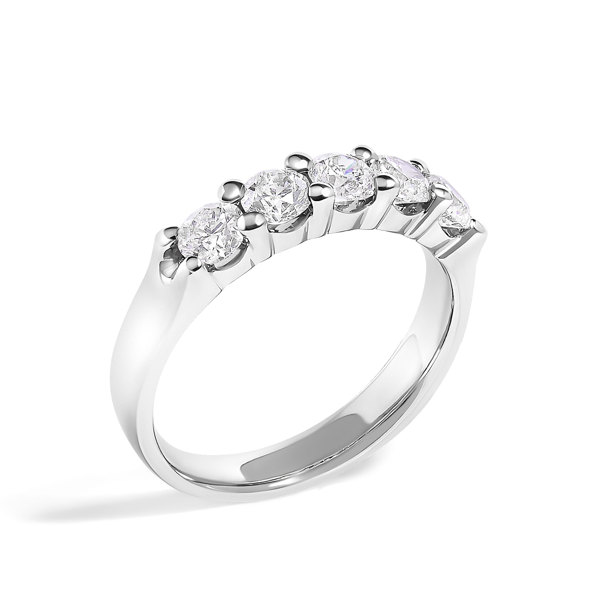 14K White Gold 1.00 Cttw Diamond 5 Stone Band Ring - Image 3