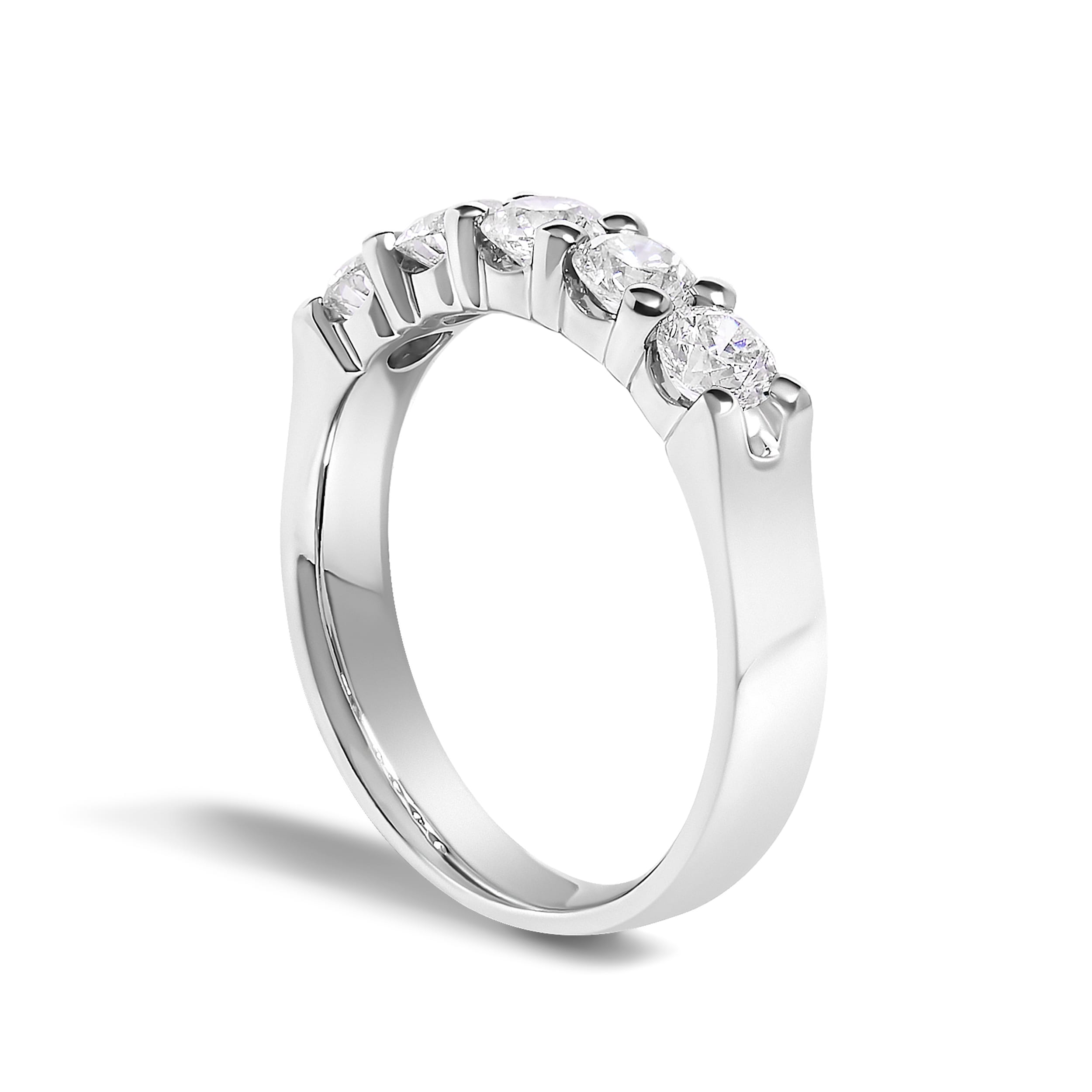 14K White Gold 1.00 Cttw Diamond 5 Stone Band Ring - Image 4