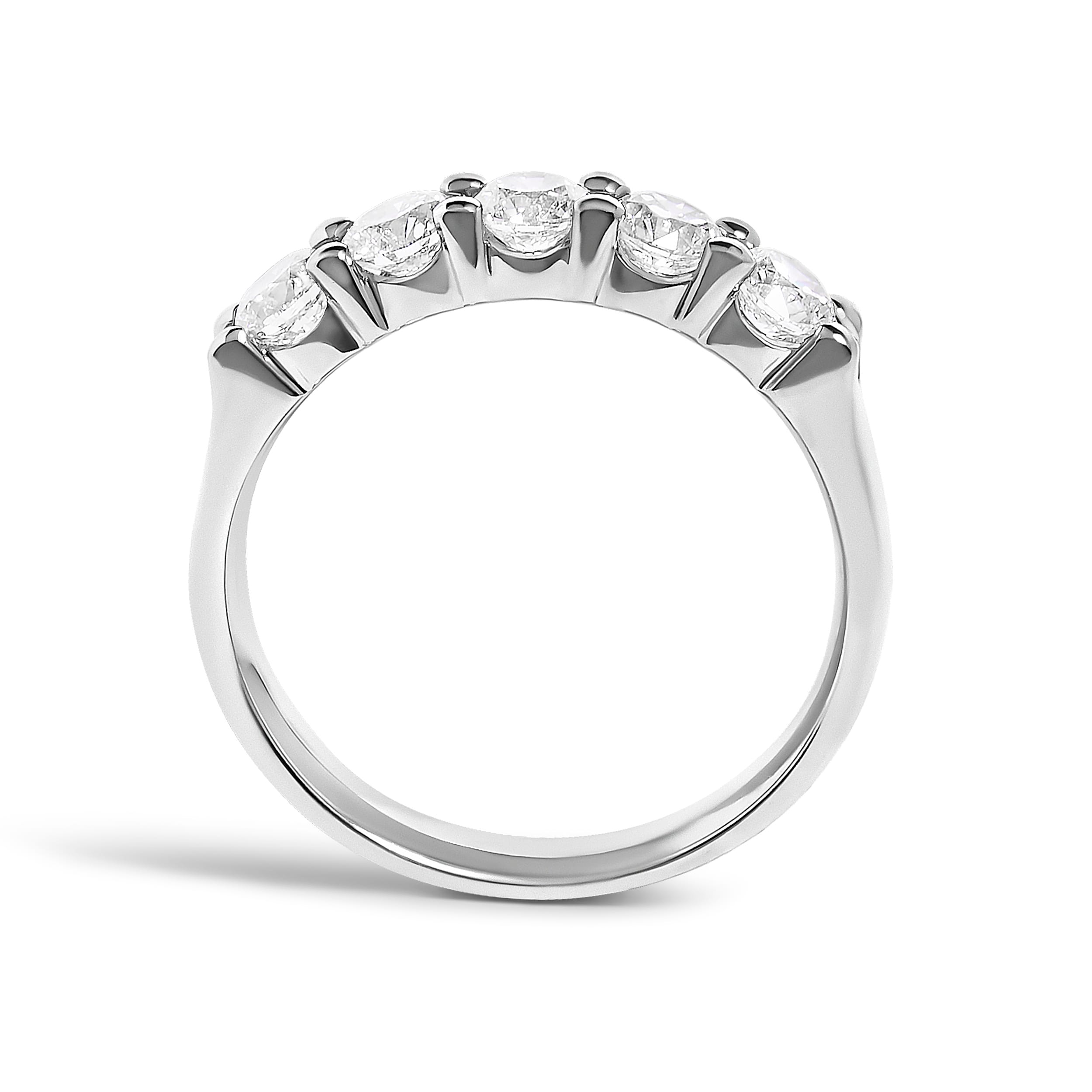 14K White Gold 1.00 Cttw Diamond 5 Stone Band Ring - Image 5