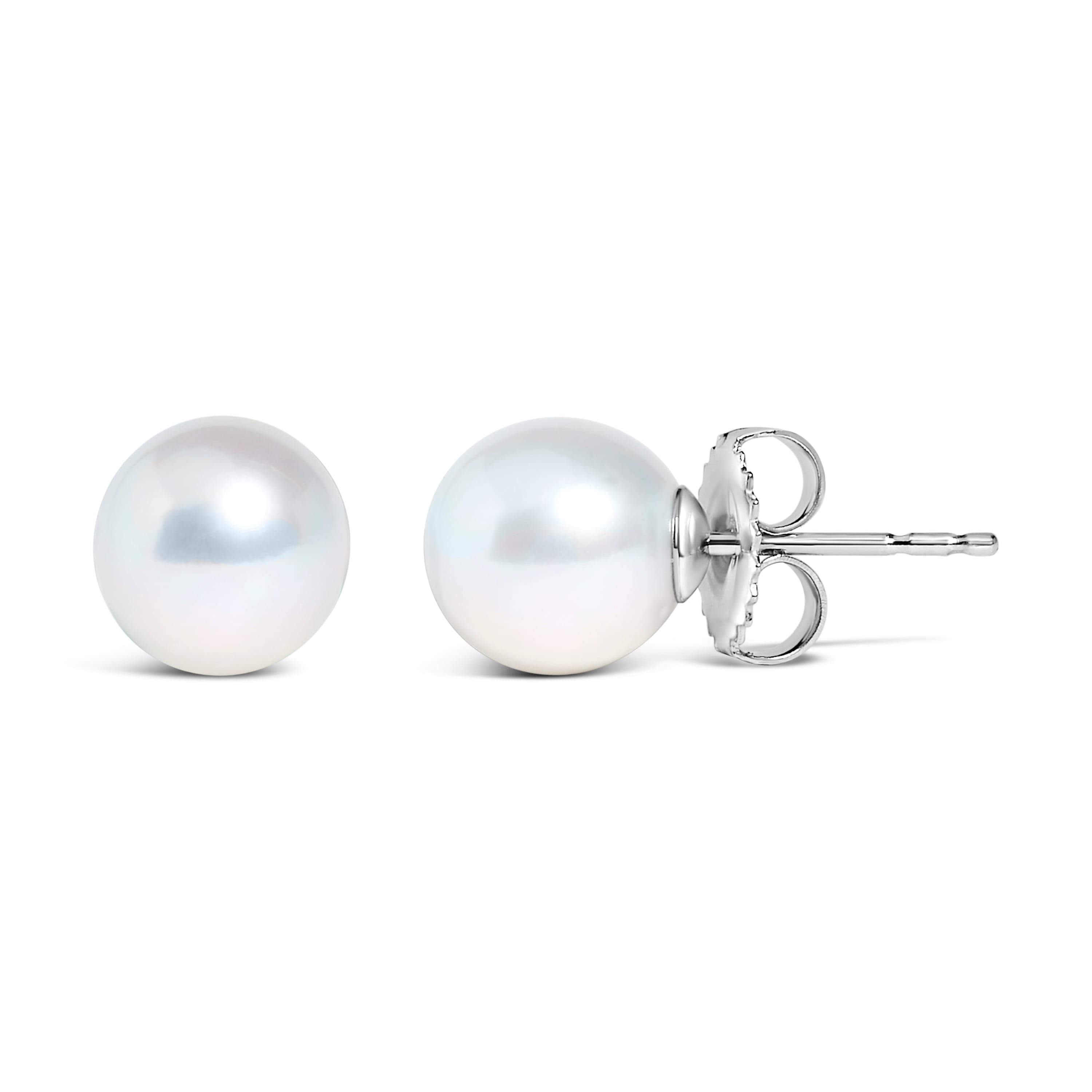 .925 Sterling Silver 6.5-7MM  Cultured Freshwater Pearl Solitaire Stud Earrings