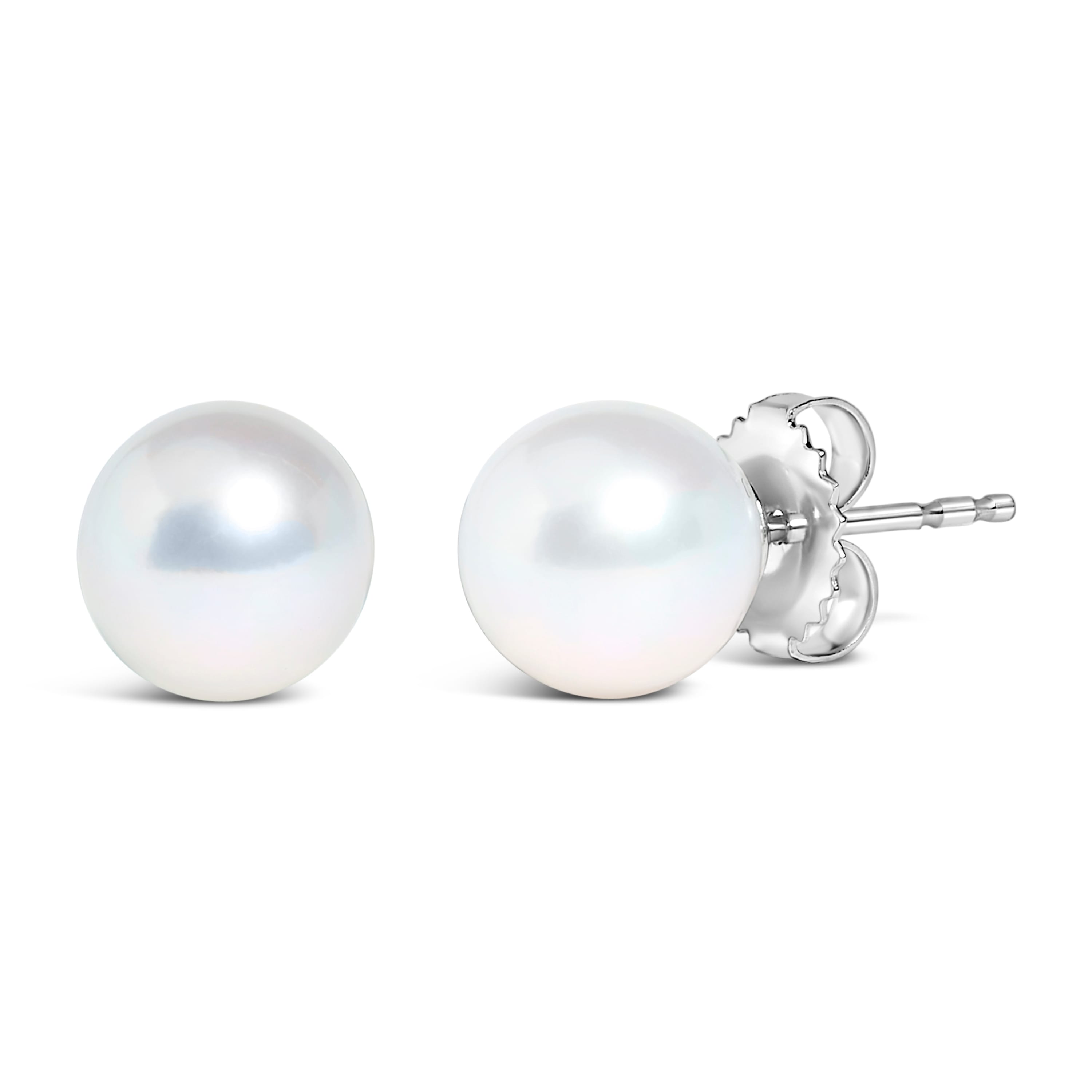 .925 Sterling Silver 6.5-7MM Cultured Freshwater Pearl Solitaire Stud Earrings - Image 2