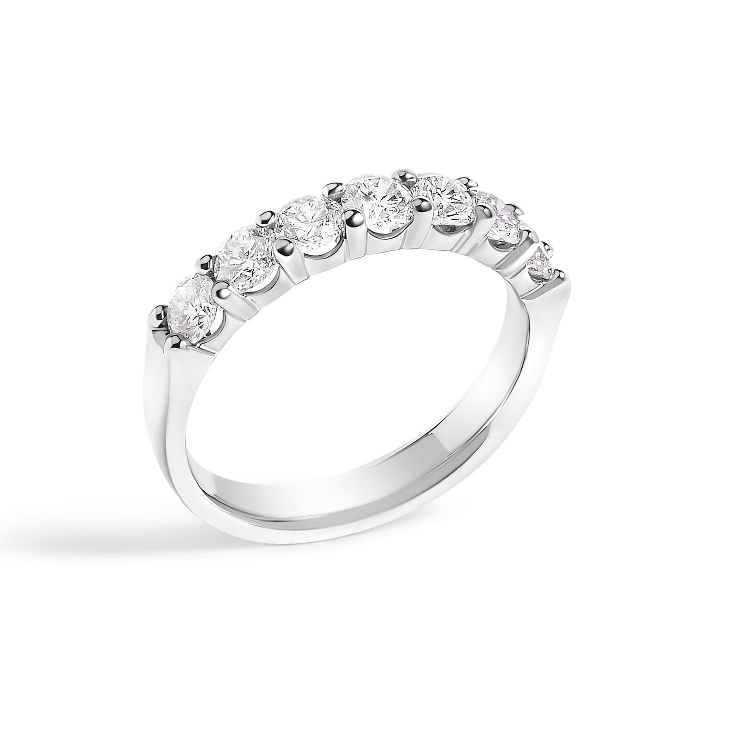 14K White Gold 1.0 Cttw Diamond 7 Stone Band Ring - Image 3